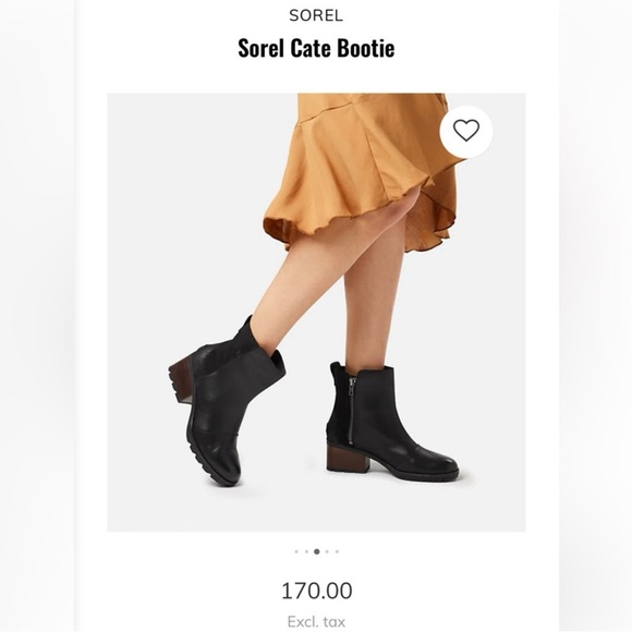 Sorel Women’s Cate Booties Black Heeled Leather Suede Boots sz 7.5 - Picture 2 of 12